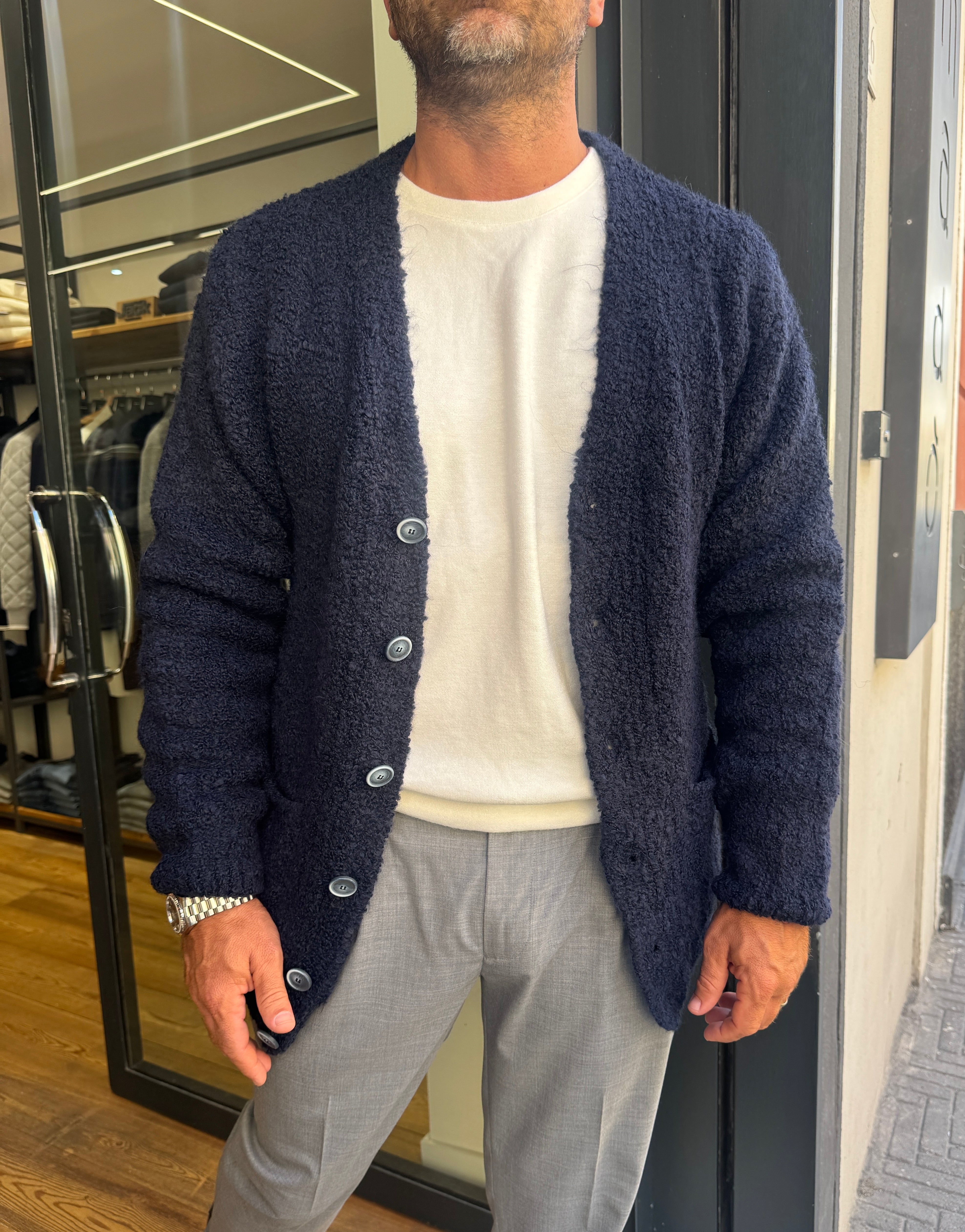 Alta: Renè- Cardigan con bottoni Bouclè