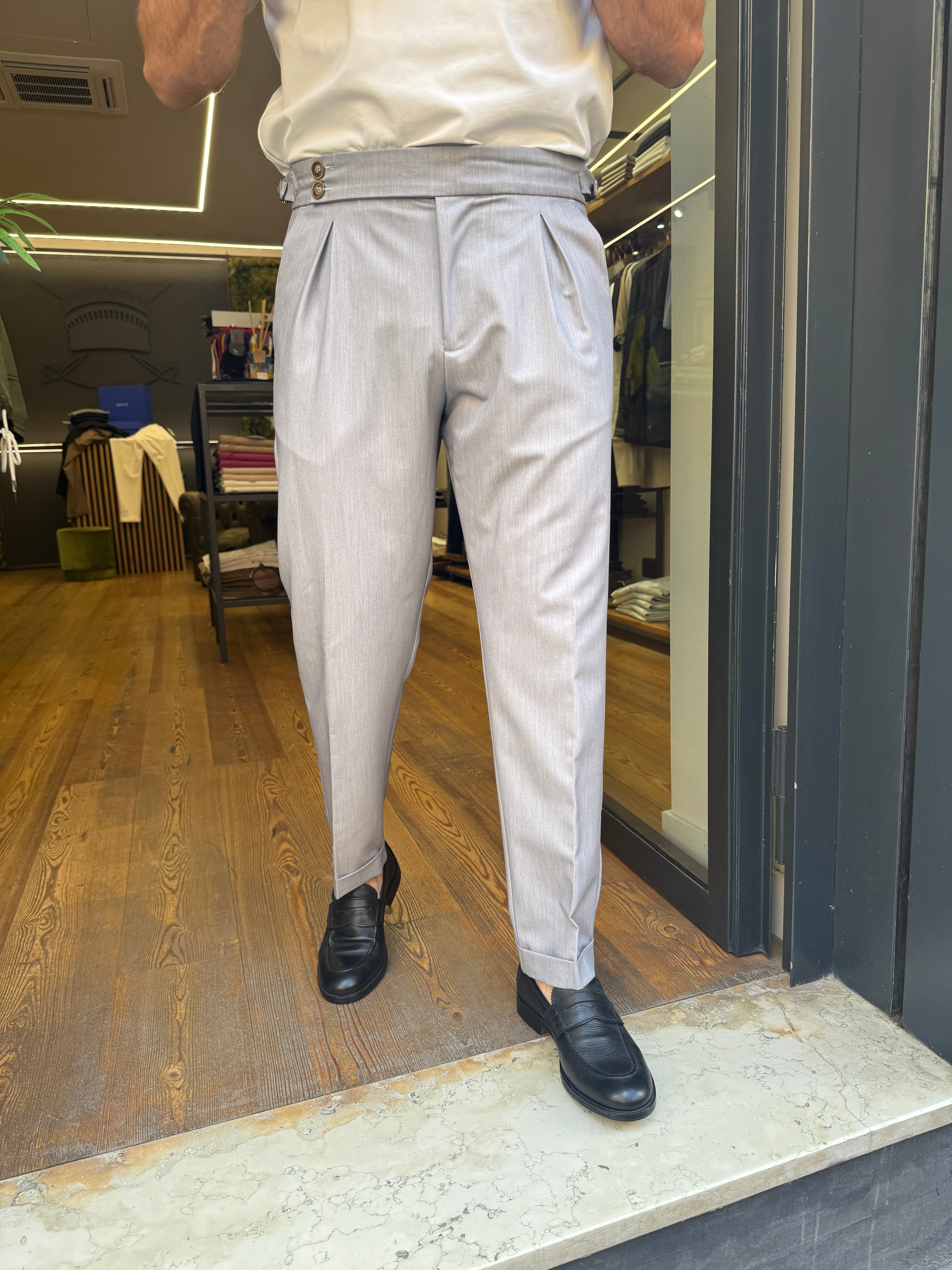 Officine Borboniche: Tokio V.- PANTALONE CON PINCE E FIBBIE