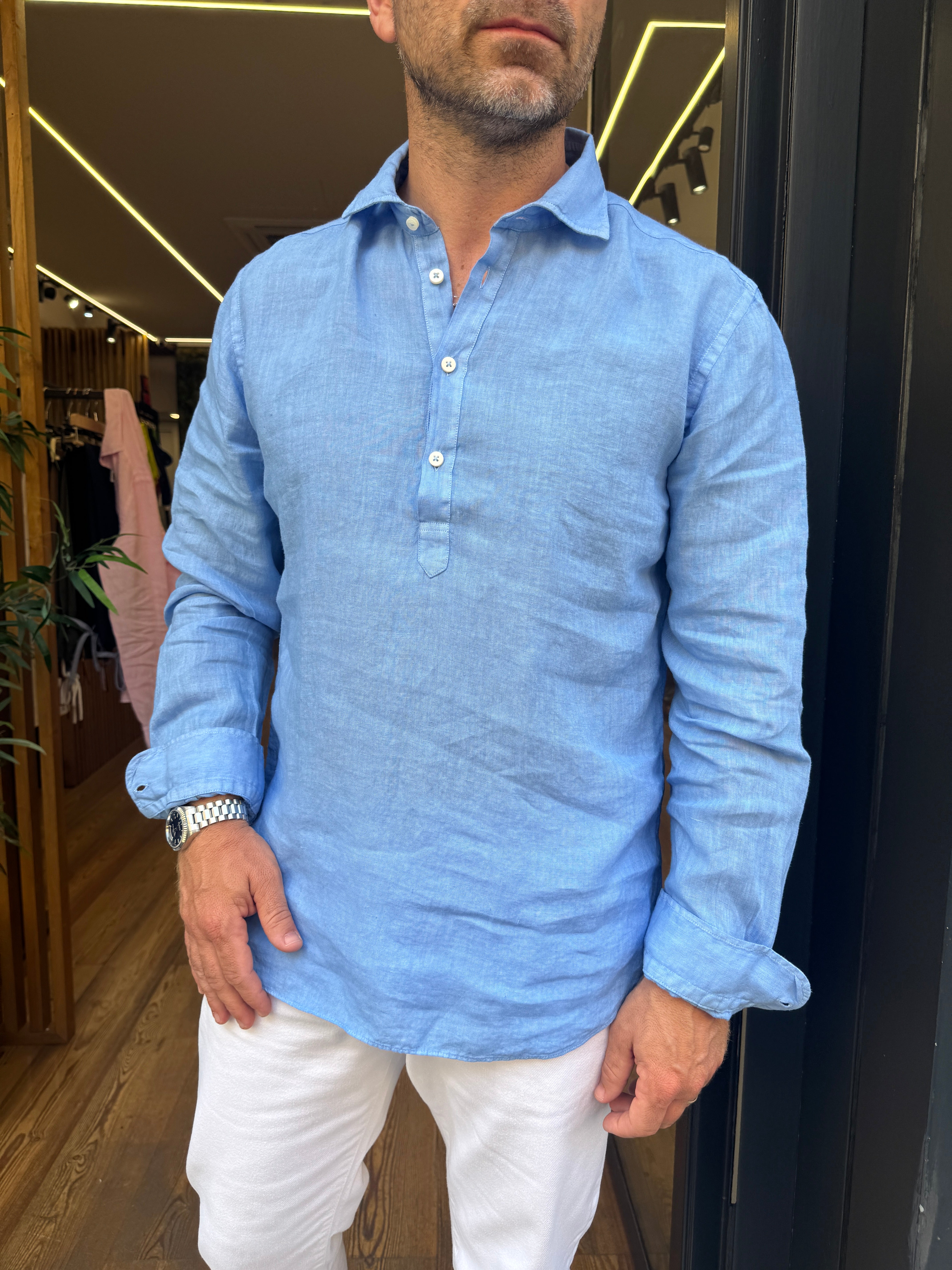 Mastricamiciai: Luca- Camicia polo in lino