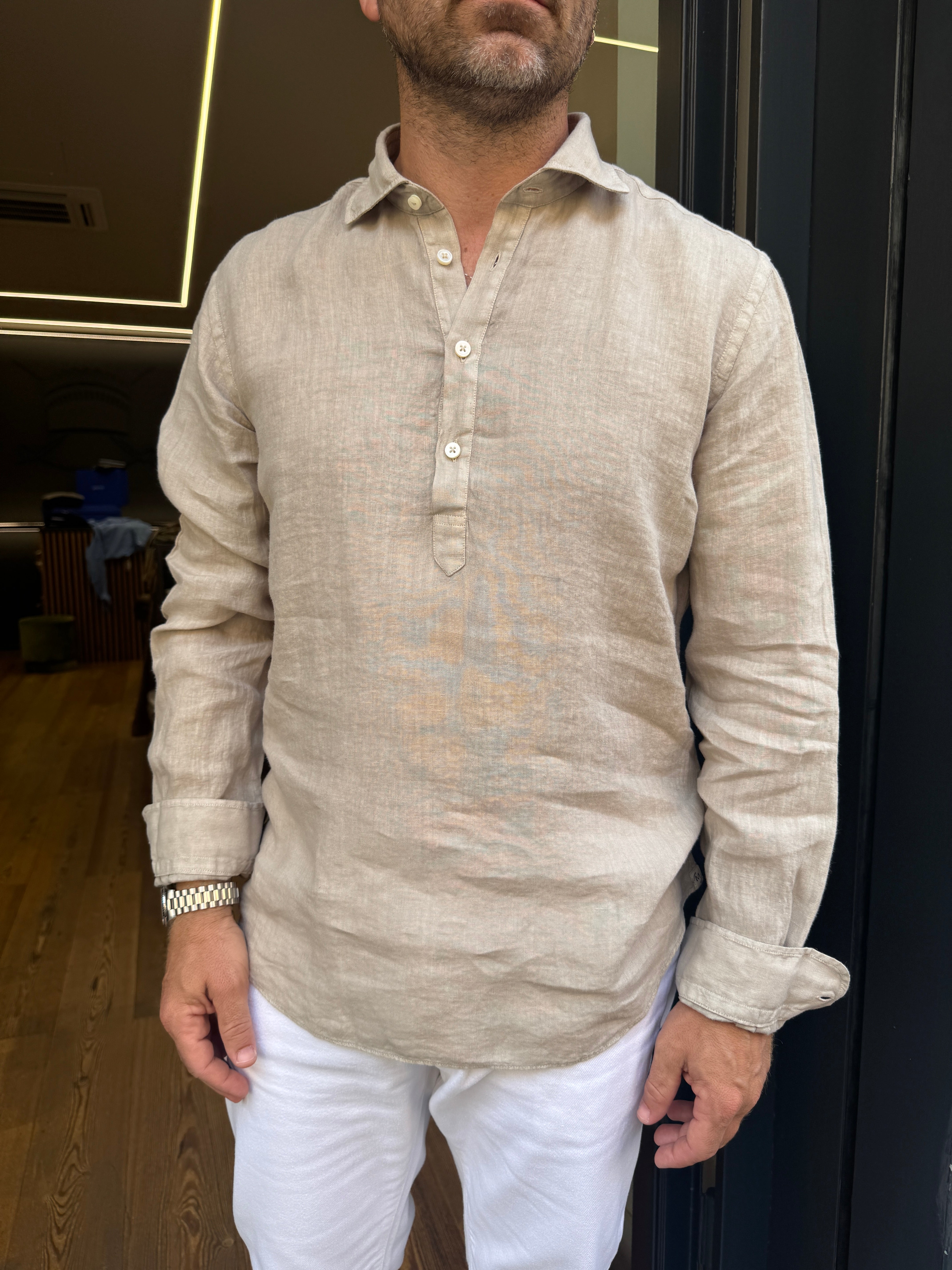 Mastricamiciai: Luca- Camicia polo in lino