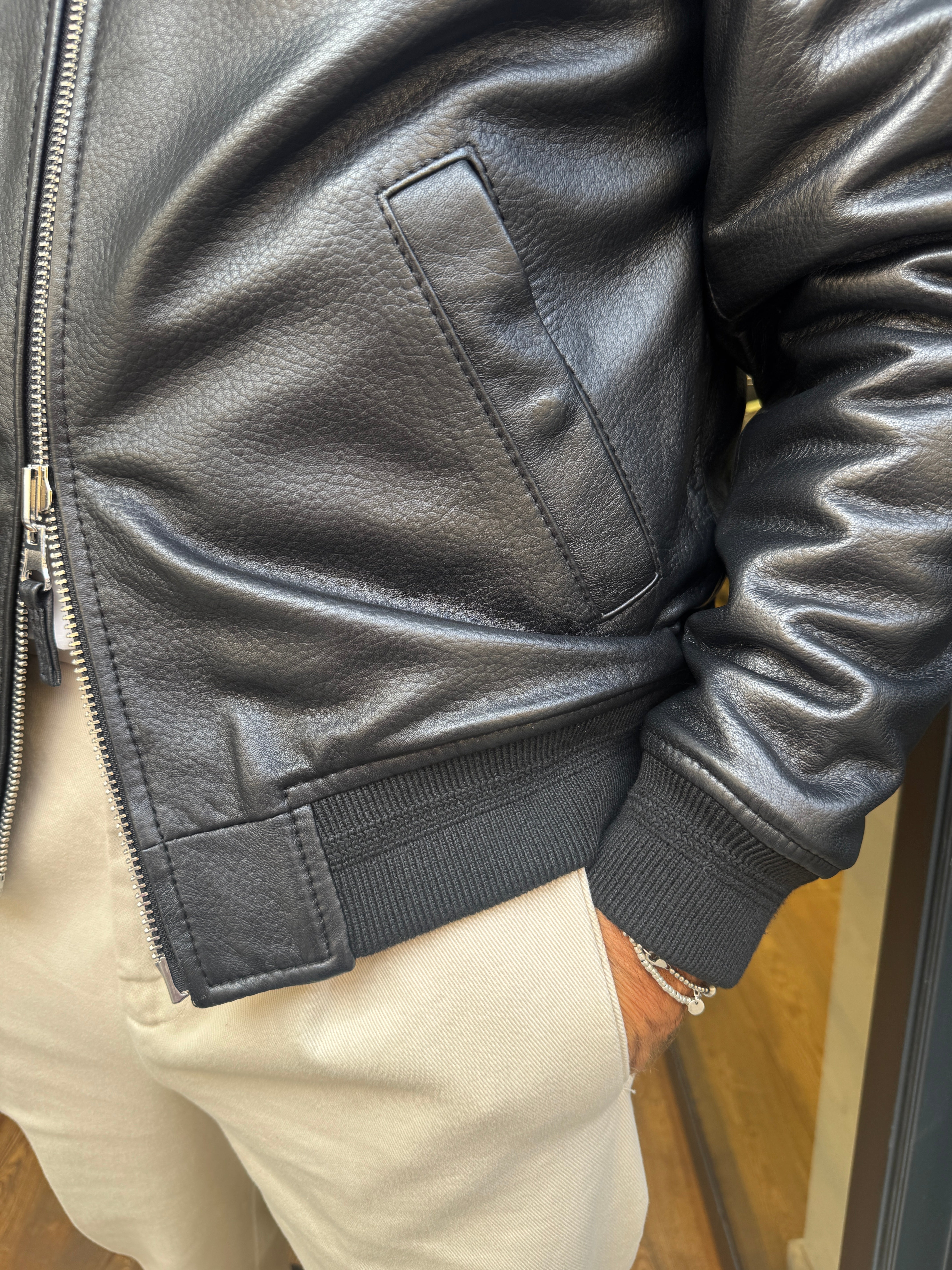 The Jack Leather :Tobia- Giacca Reversibile Nero DEREK SEAMLESS