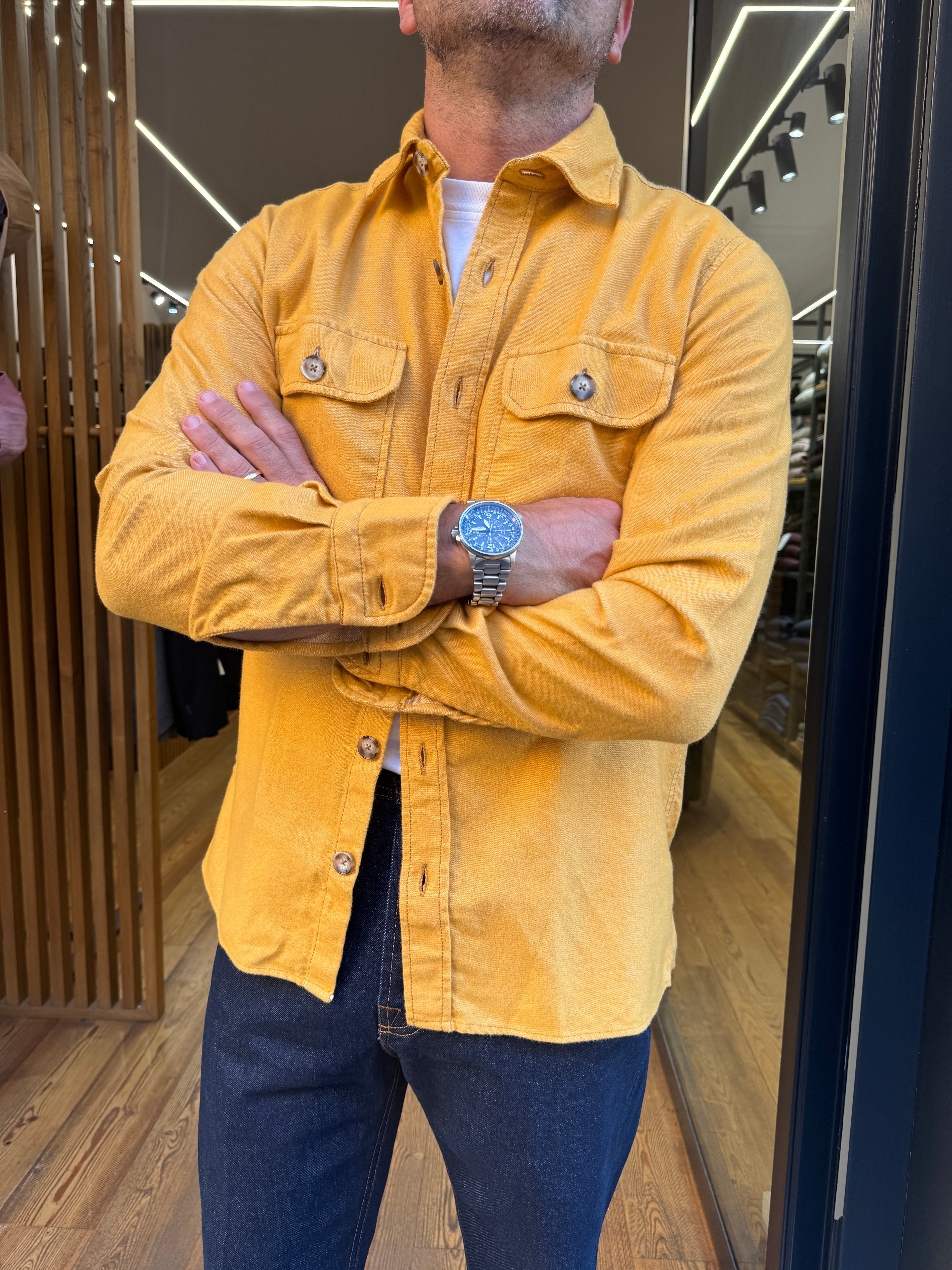 Altemflower: Camicia in velluto con tasche