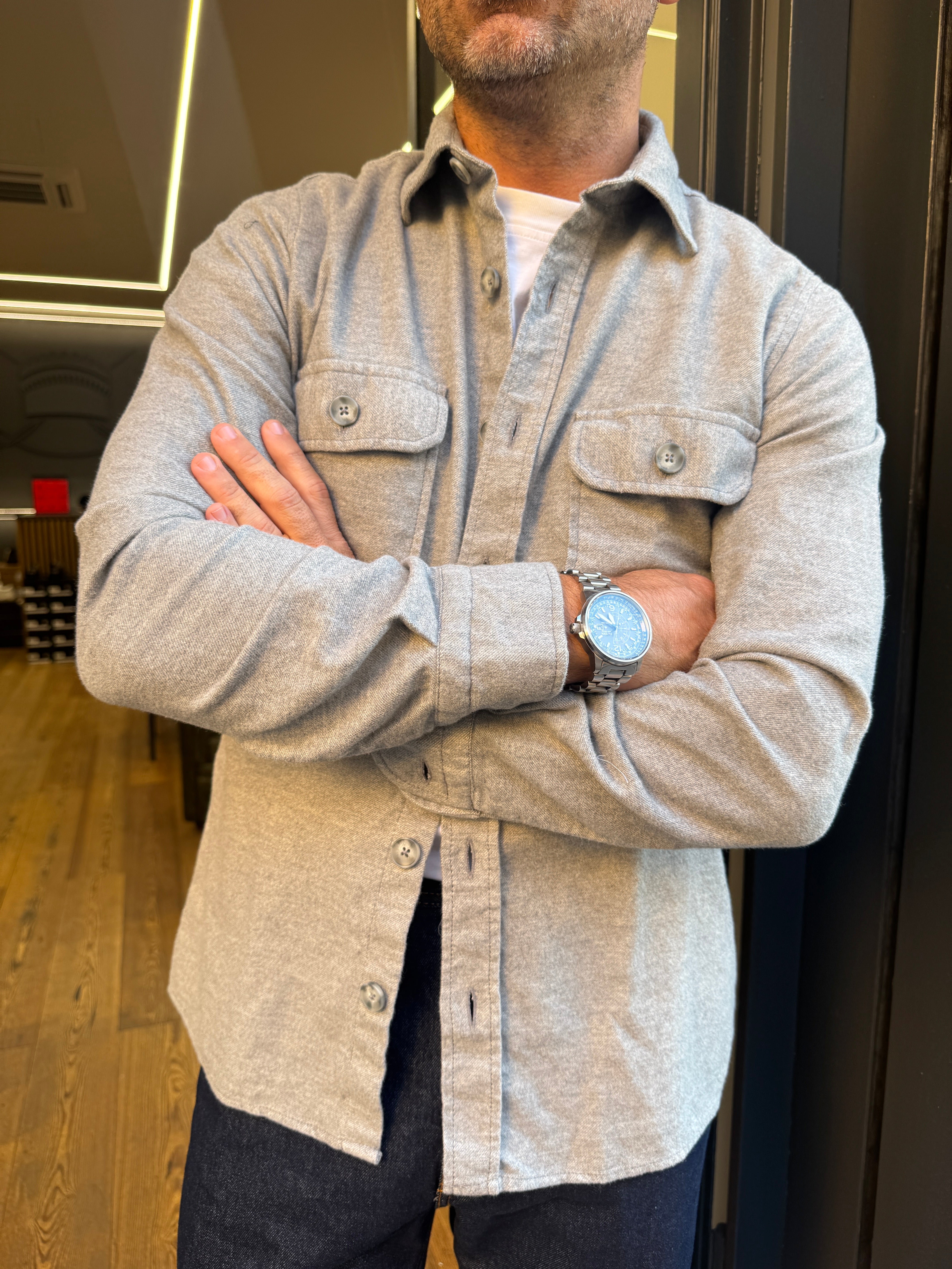 Altemflower: Camicia in velluto con tasche