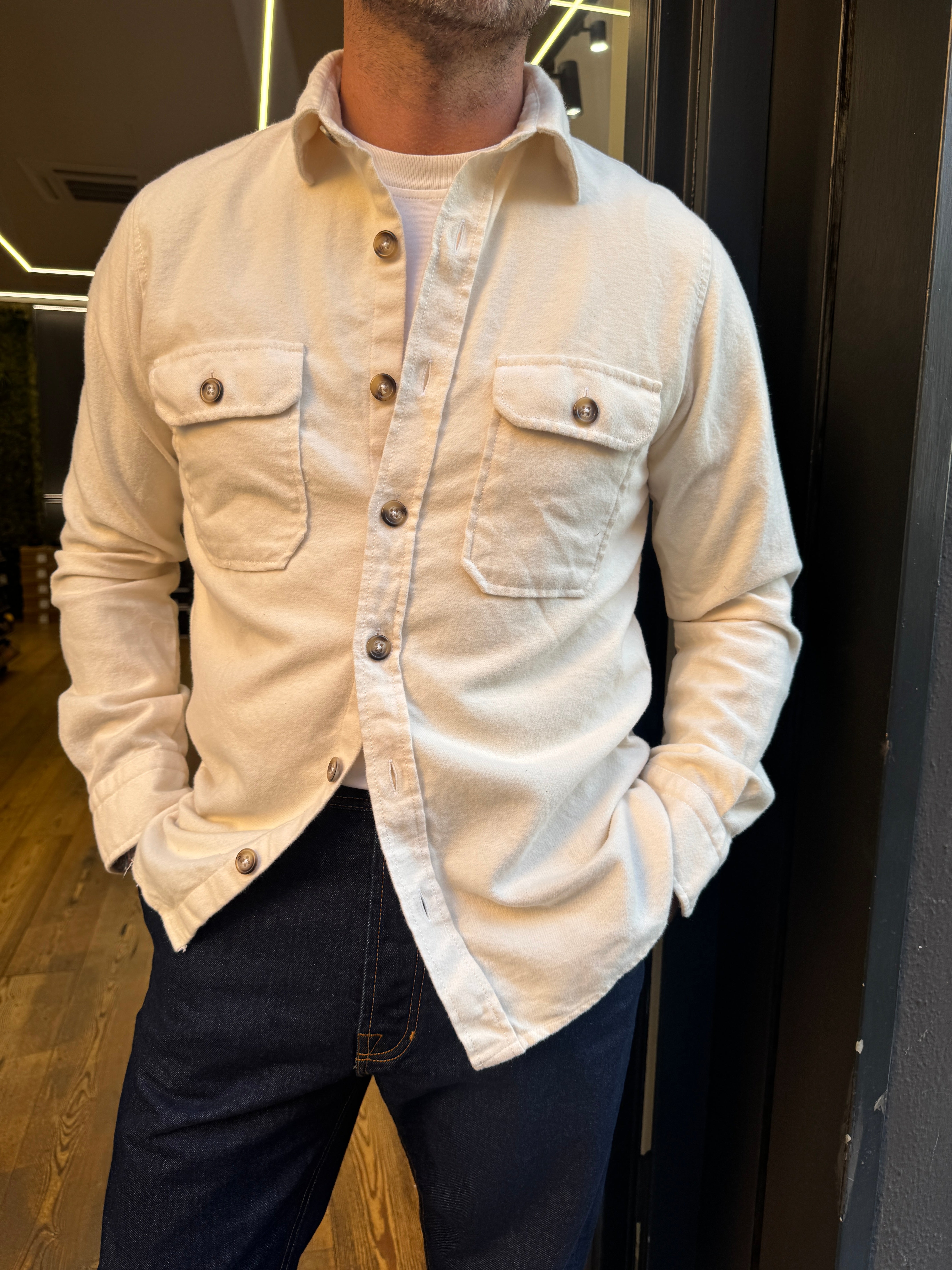 Altemflower: Camicia in velluto con tasche