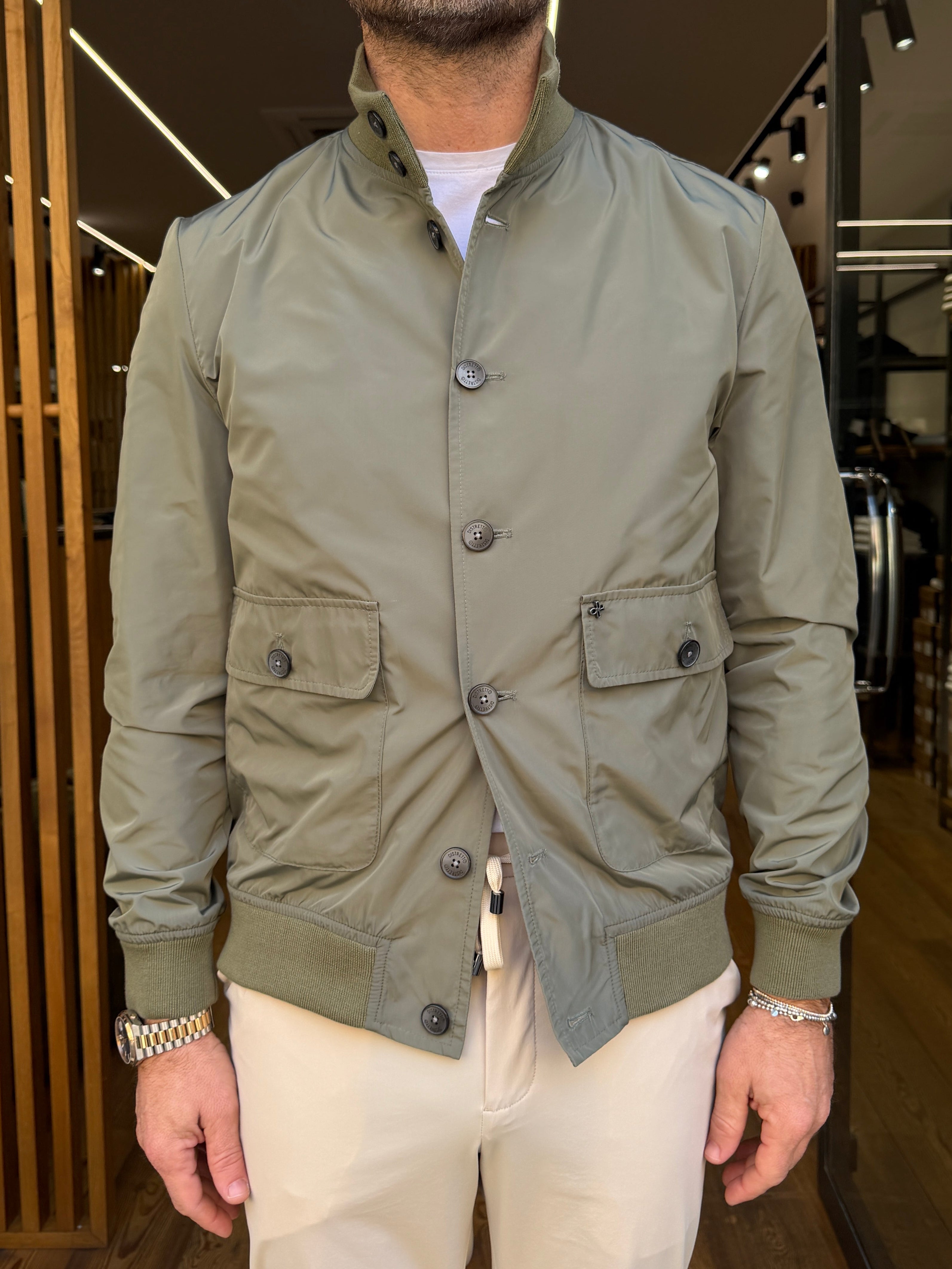 Distretto12: Bomber In Tessuto Mano Nylon Idrorepellente E Traspirante