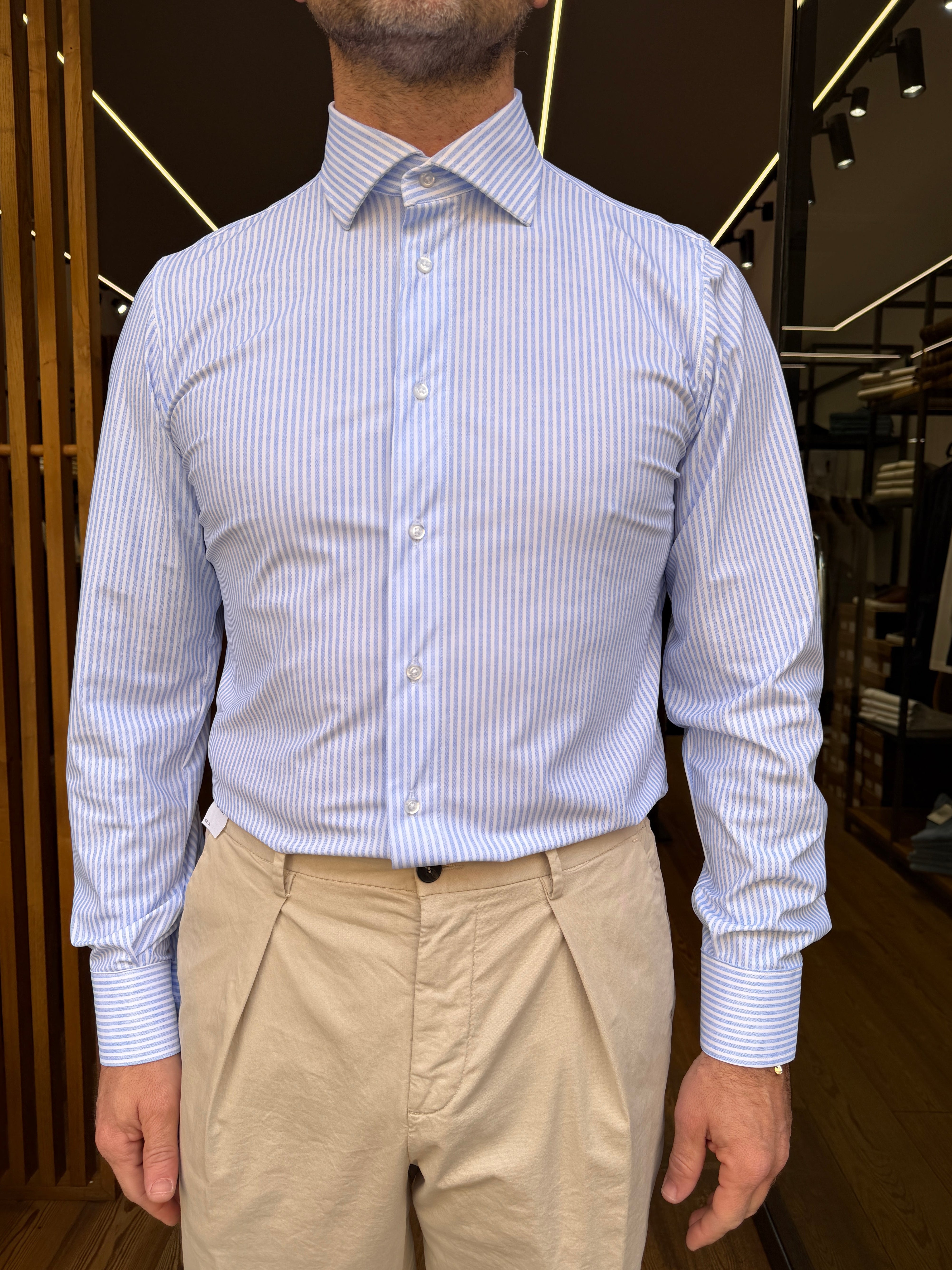 ALTEMFLOWER: Camicia righe strette stretch