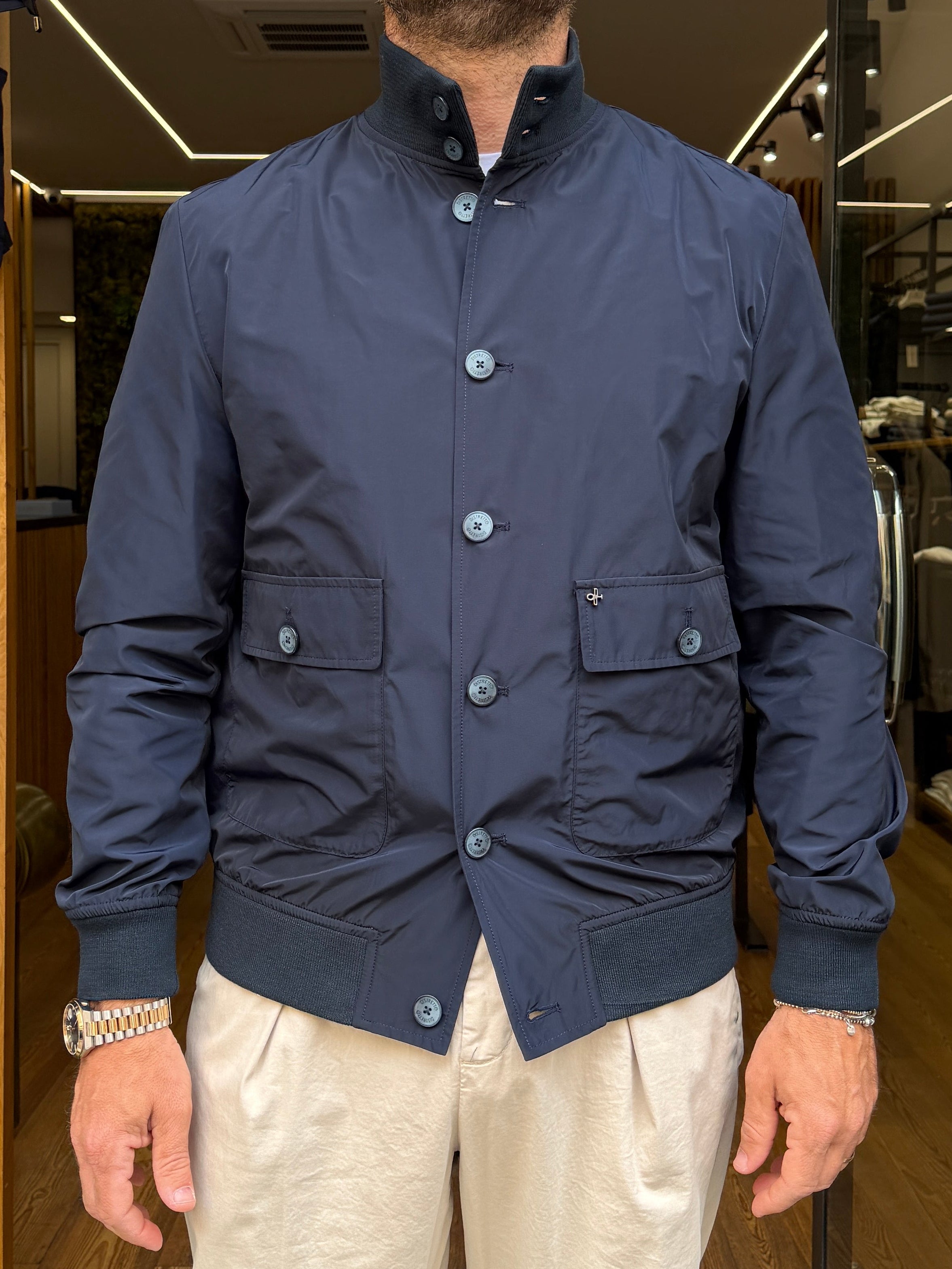 Distretto12: Bomber In Tessuto Mano Nylon Idrorepellente E Traspirante