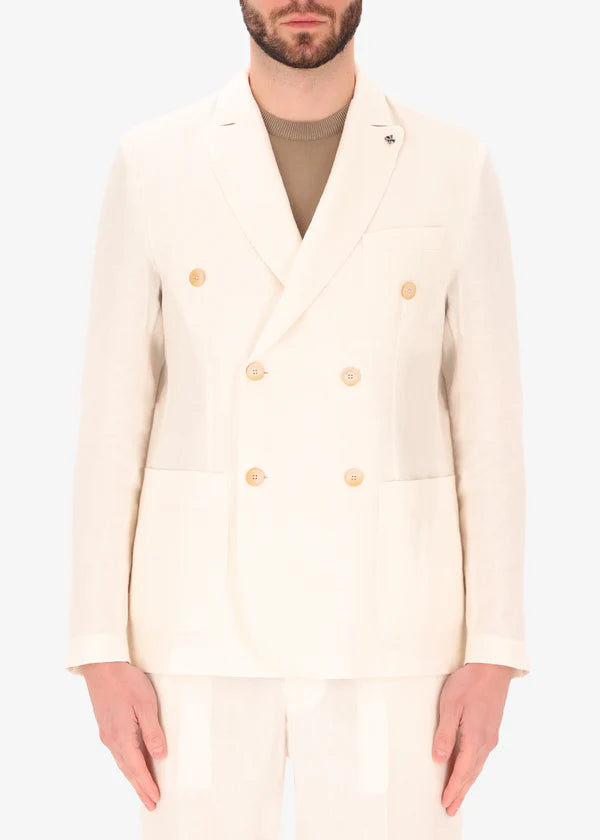 Distretto12: Giacca Doppiopetto Certo in Tessuto Misto Lino