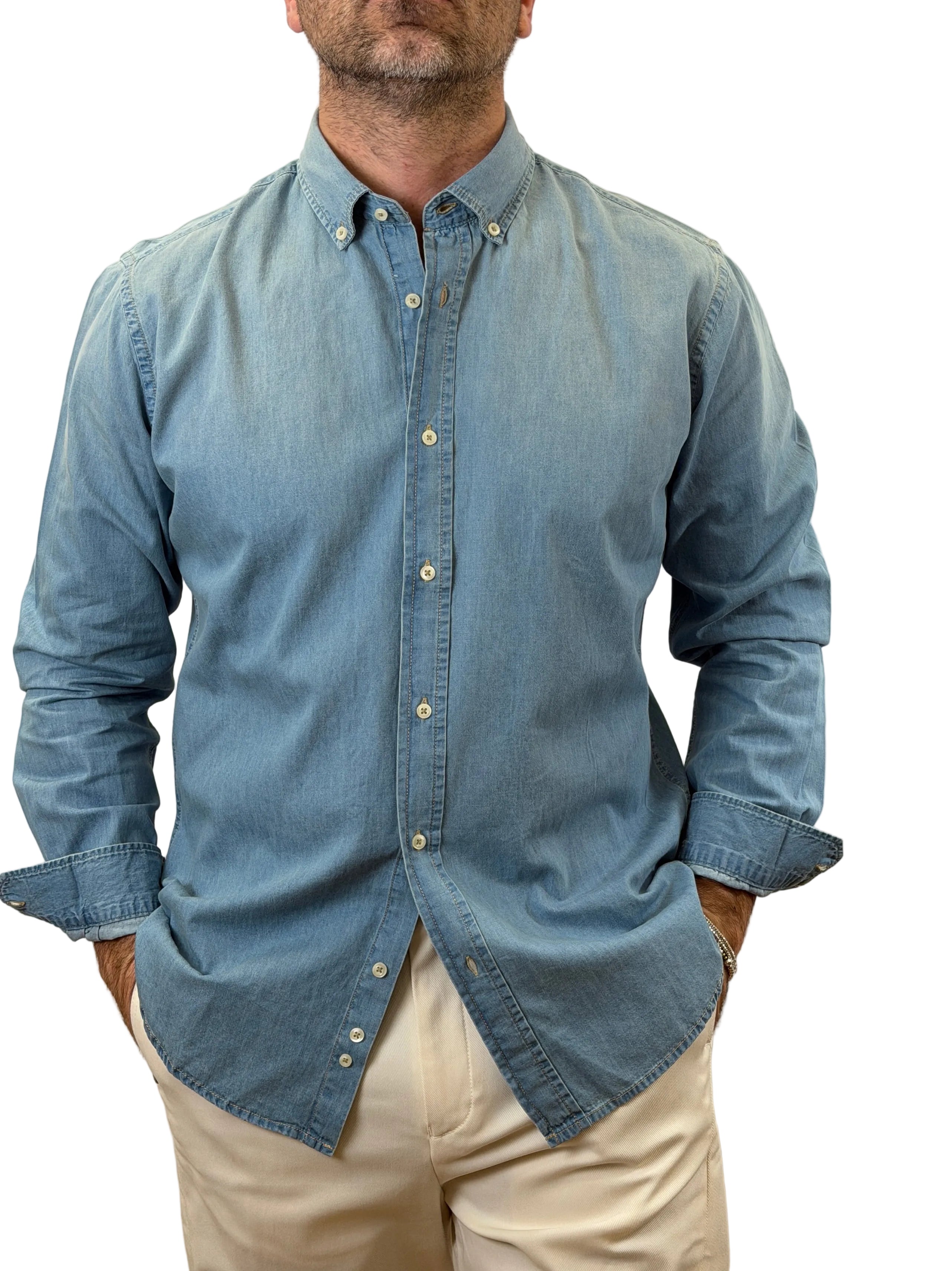 Trez: Concorde - Camicia Denim in cotone Slim Fit