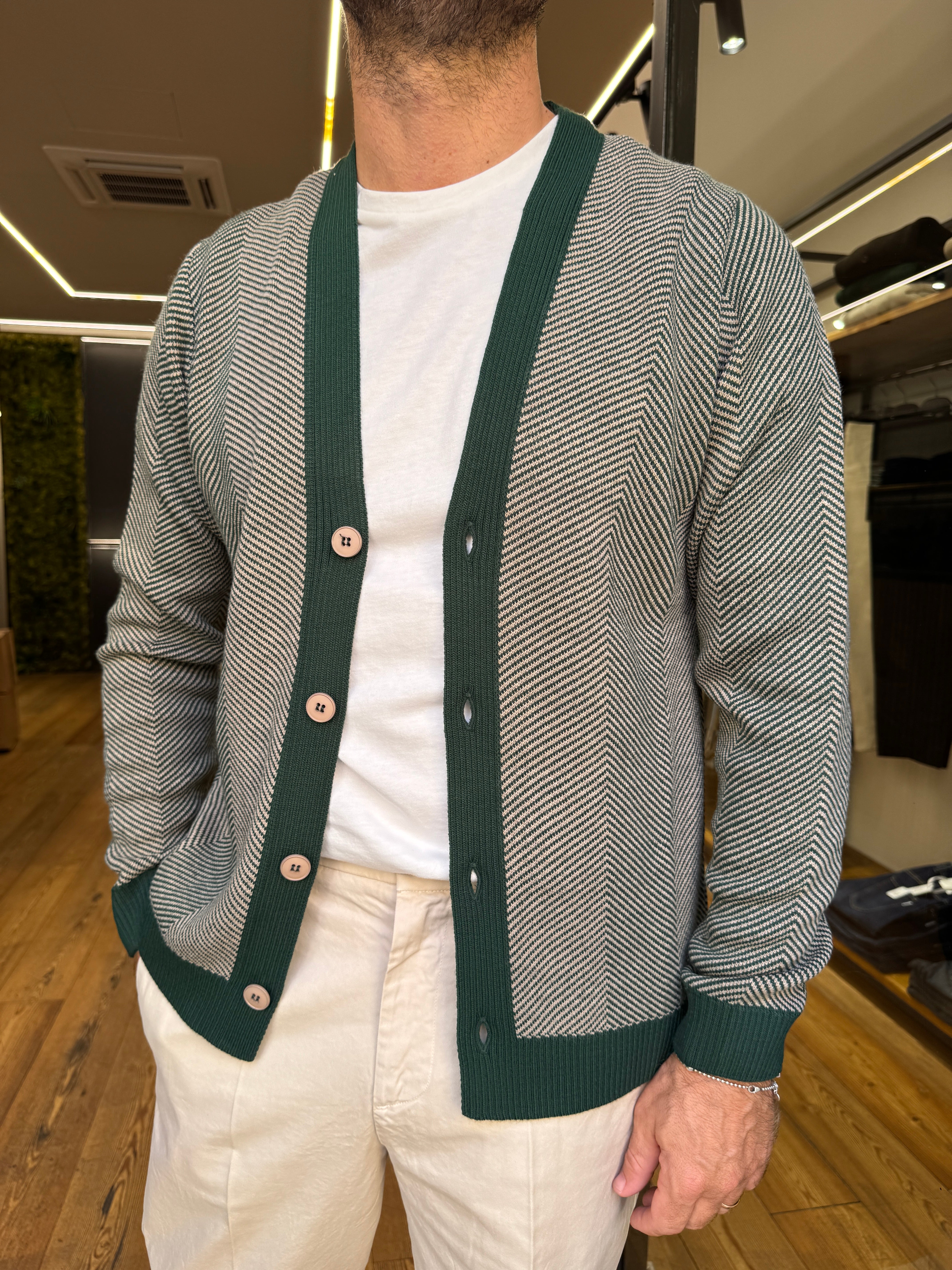 Steve- Herringbone Button Up Cardigan