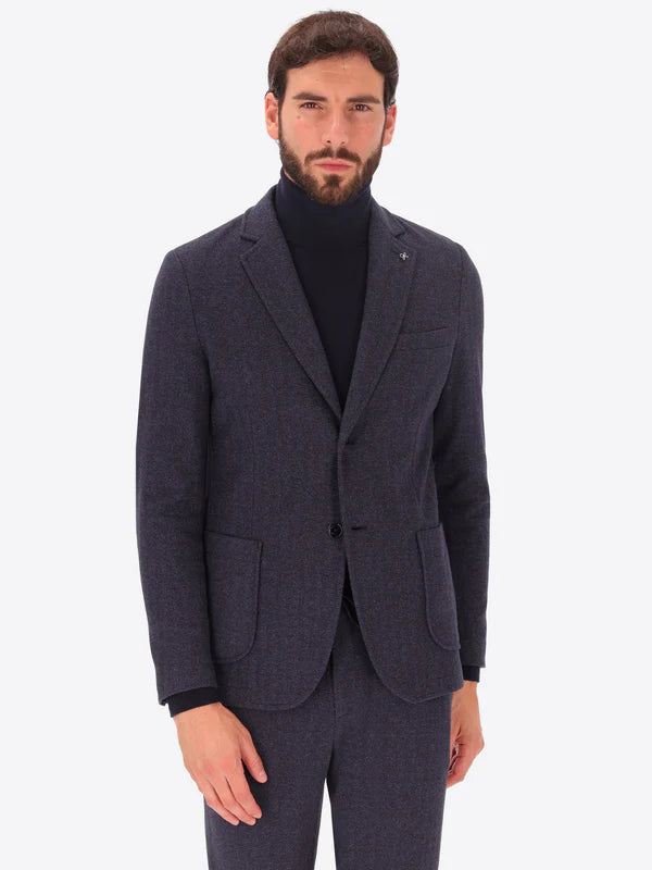 Distretto12: Giacca Herrin In Jersey Super Comfort Con Disegno Resca