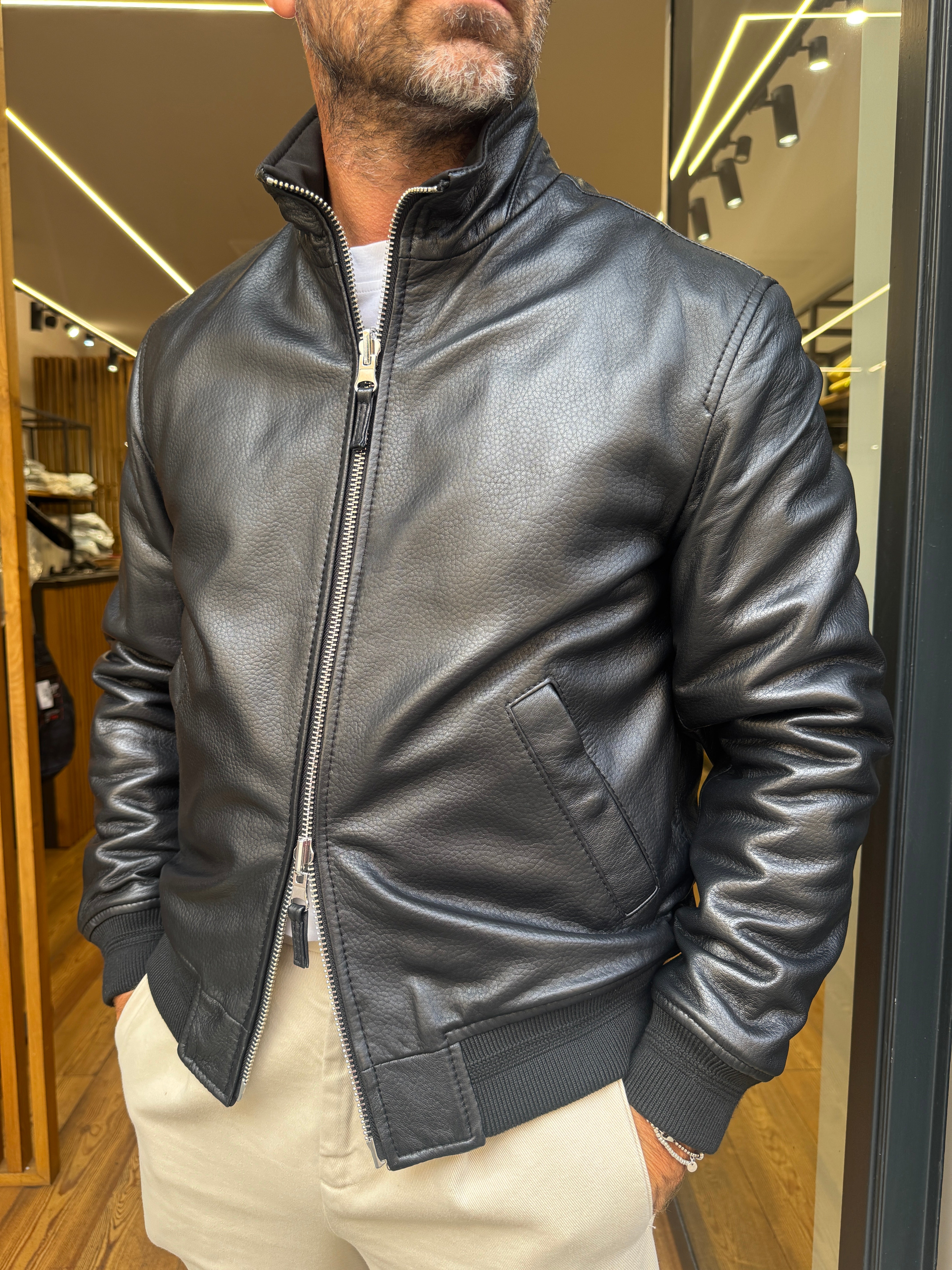 The Jack Leather :Tobia- Giacca Reversibile Nero DEREK SEAMLESS