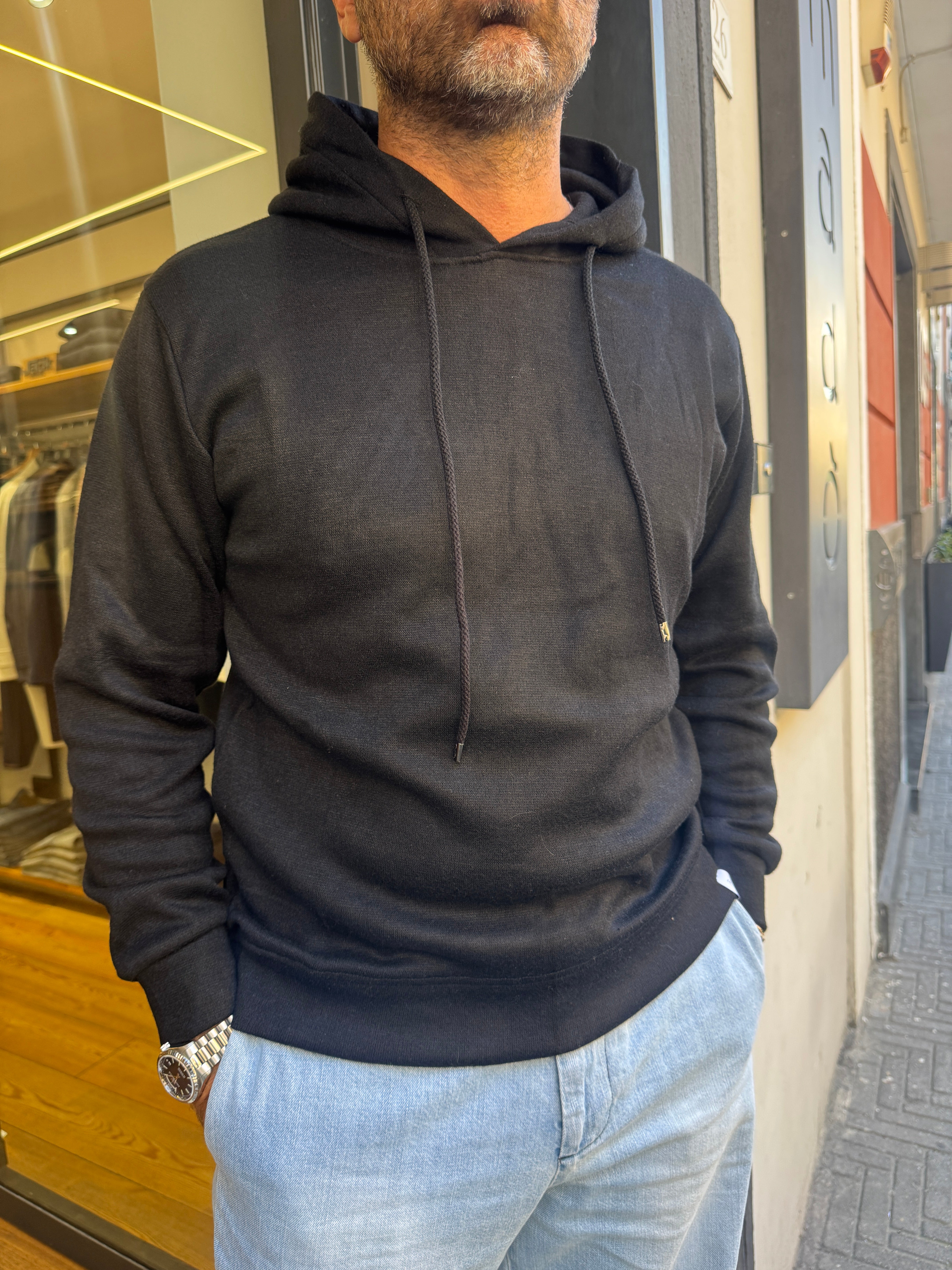 Alta: Cuffa- Felpa in maglia c/cappuccio