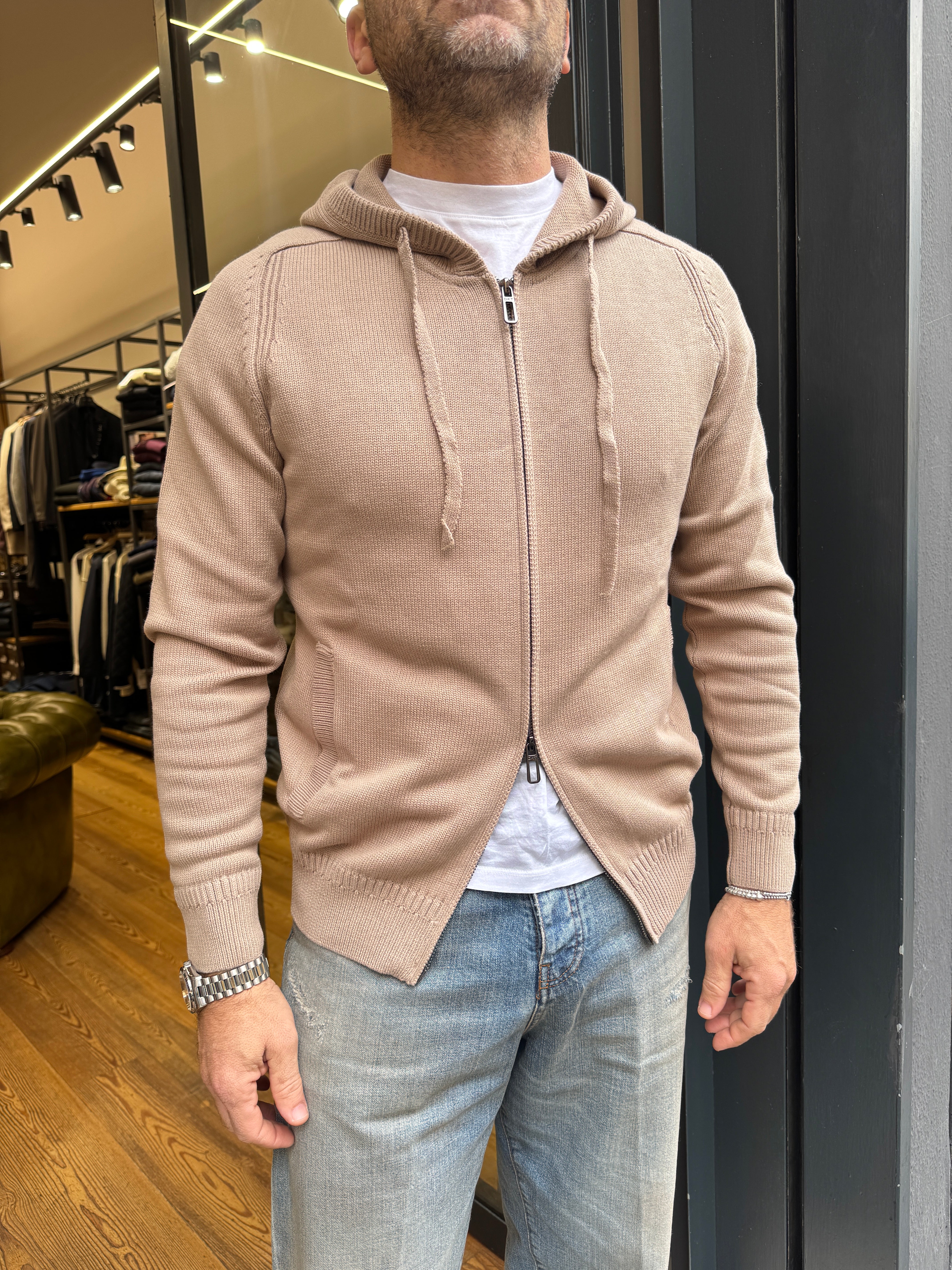 Diktat: Cardigan misto lana con cappuccio