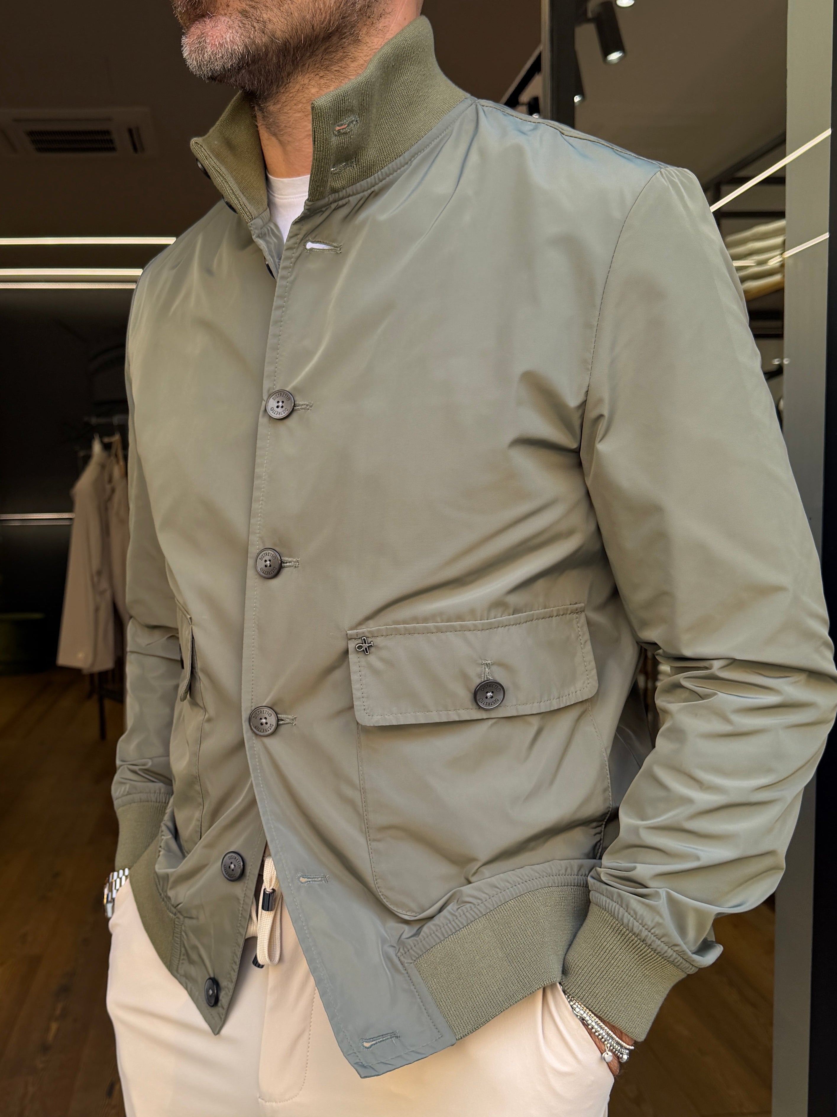 Distretto12: Bomber  In Tessuto Mano Nylon Idrorepellente E Traspirante