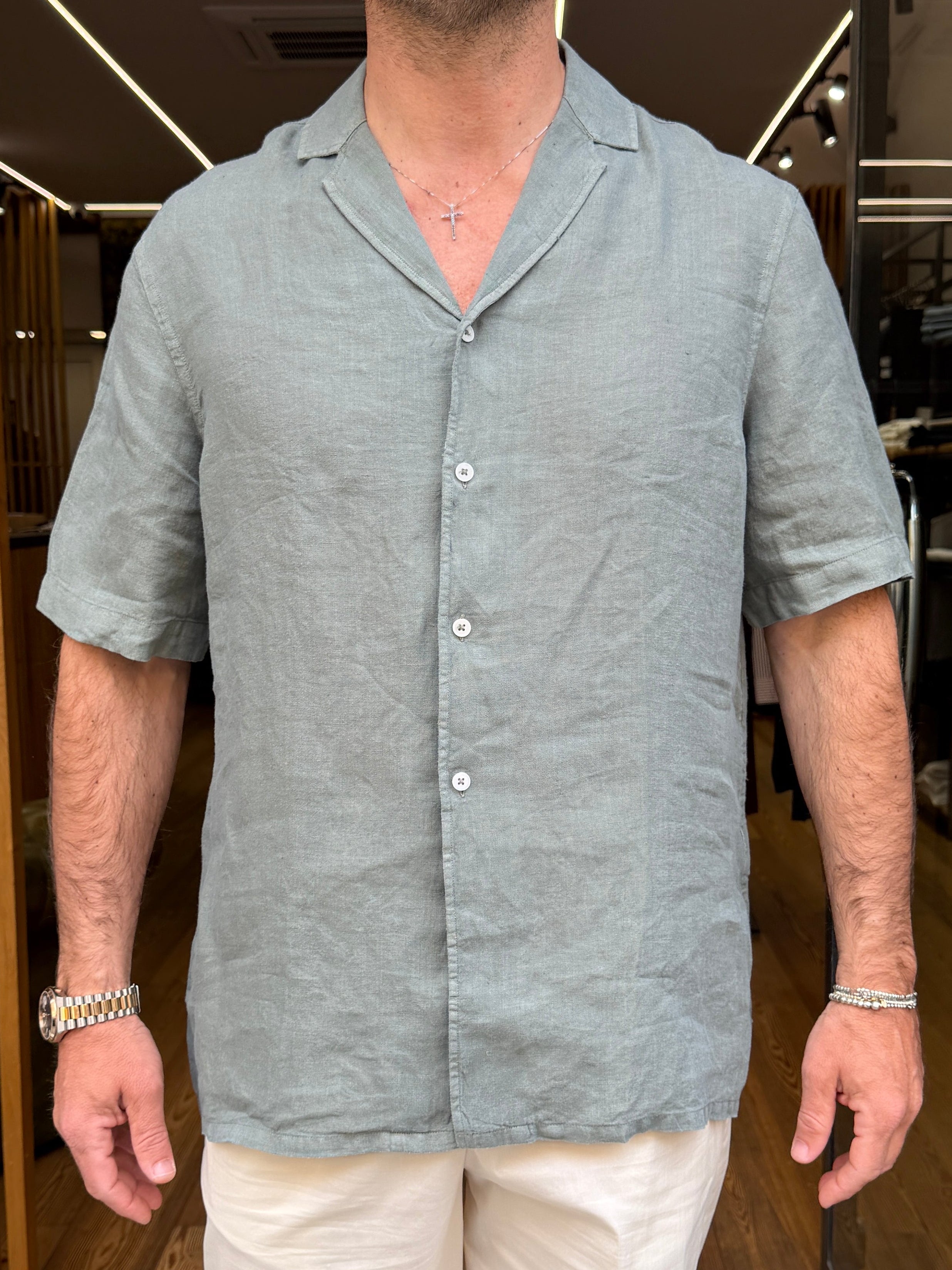 ALESSANDRO LAMURA: Camicia in Lino Mezza Manica