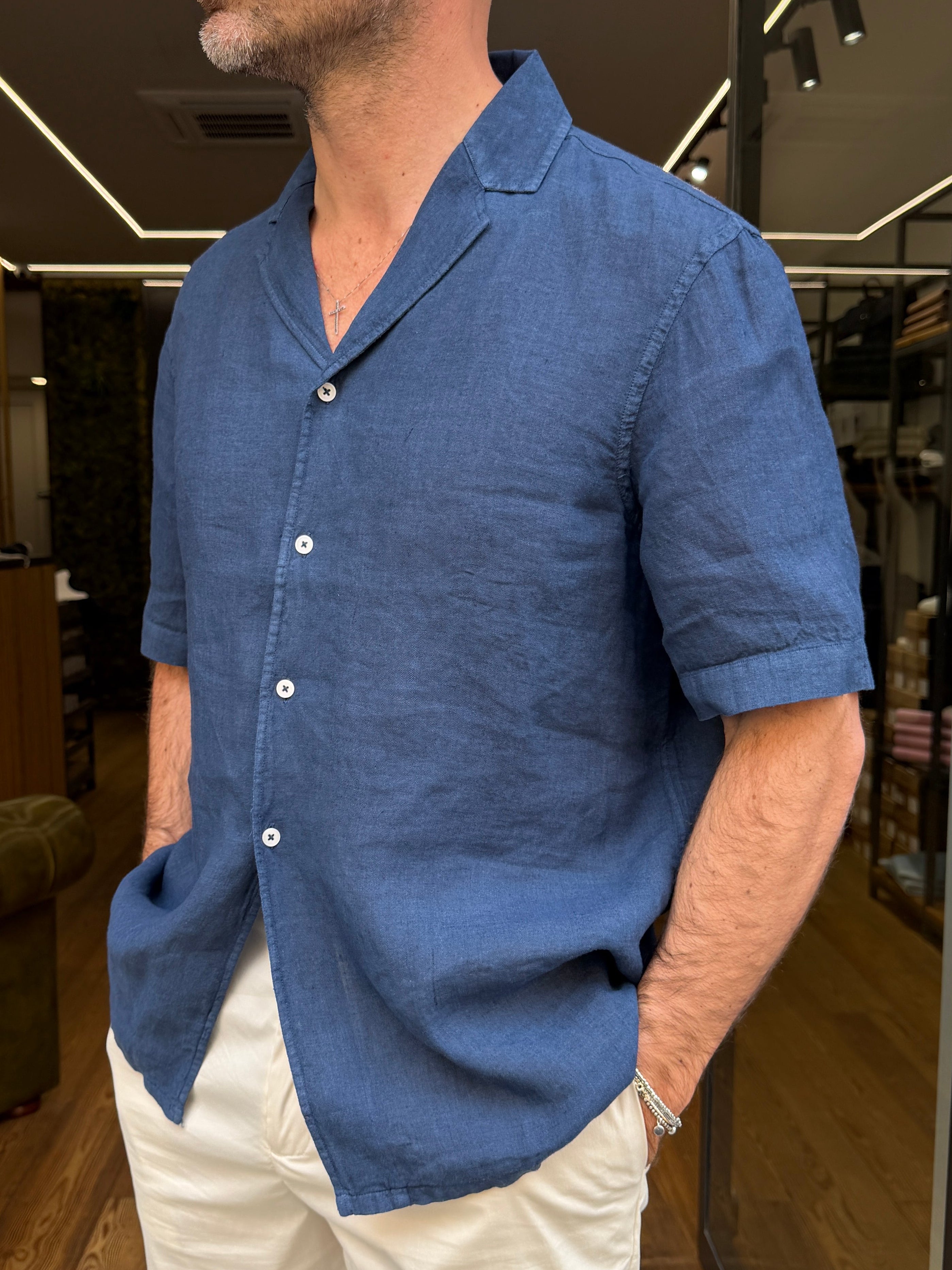 ALESSANDRO LAMURA: Camicia in Lino Mezza Manica