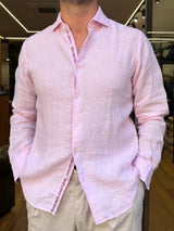 ALESSANDRO LAMURA: CAMICIA IN LINO CON INTERNO A FANTASIA