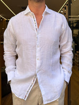 ALESSANDRO LAMURA: CAMICIA IN LINO CON INTERNO A FANTASIA